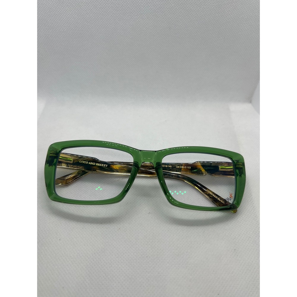 Coco and Breezy Cielo 103 Green Rectangular Eyeglasses Frames 54-18-140 Womens